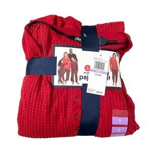 Lands' End Red Knit Pajama Set Size Small